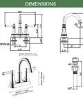Product dimensions for Chrome 4 Inch Centerset Bathroom Faucet With Two Handles For 3 Holes And Pop Up Drain Slick High Arc Vanity Tap