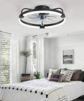 Ceiling Fan With Lights And Remote And App Control 20 Inch Low Profile Flush Mount Fandelier Slick Dimmable LED Light