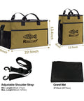 Vented Wader Bag With Mesh Panels For Fishing And Hunting, Water Resistant 108L Gear Tote, Khaki XL with strap and mat