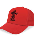 Red Ponytail Baseball Hat For Men Lightweight Hiking Cap With Anti Sweat Band featuring 'No Crying on the Yacht' text design