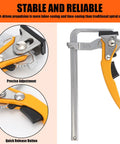 Four Pack Quick Release Ratcheting Table Clamps With Seven Inch Capacity And Two And Three Eighths Inch Throat Depth For MFT Track Saw And Guide Rail Systems Rotating Pressure Pad For Precise Woodworking Heavy Duty Durable Steel Build, clamp detail