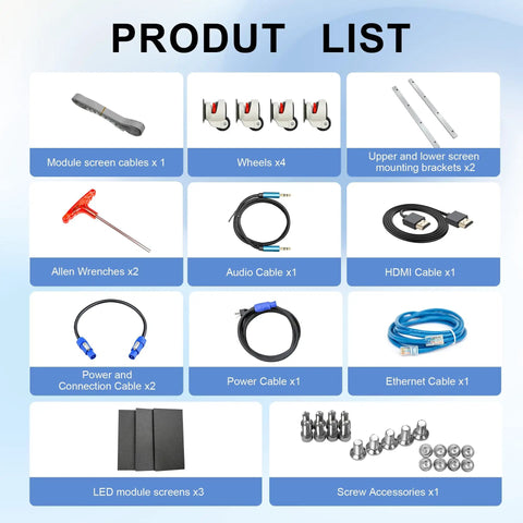 Image showing accessories including cables, wheels, and brackets for Top Tier 80 Inch Led Digital Signage Display.