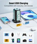 Must-Have Power Strip Tower With Wireless Charger And Surge Protector, 9 Outlets And 4 USB Ports, charging phones and tablet