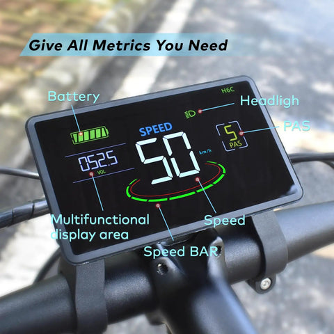 Ebike Display With UART No 2 Protocol For 24V To 60V Systems Colorful Cycling Computer With Charging Port For Mobile Devices LCD Display To Enrich Your Ride Ready Cycling Journey H6C 5 Pin