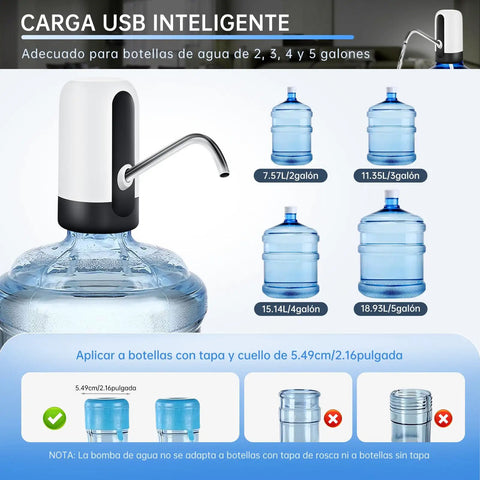 Portable Electric Water Bottle Pump Dispenser For Universal 5 Gallon Jugs BPA Free Food Grade Silicone Hose 304 Stainless Steel