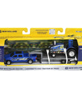 Blue Barracuda 1 To 64 Scale Pulling Tractor Set With Pickup Truck And Trailer Diecast Farm Toy in packaging, front view