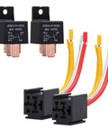 4 Pin Car And Truck Relay Socket Kit With Harness, Heavy Duty 12V DC SPST Normally Open Relay, 80A high-current automotive relay socket pack of 2