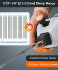Pocket Sized Portable Arc Welder 110V Handheld With IGBT Inverter close-up with 30 included welding rods display.