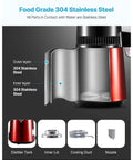 Premium Countertop Water Distiller With Four Liter Capacity And 1750 Watt Powerhouse, showcasing food grade 304 stainless steel components.