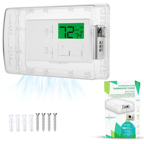 Lockable Thermostat Cover With Combination Lock Clear Polycarbonate Wall Mount Lock Box Fits 4.5 x 7 x 2.5 Easy Install