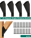 Eight Piece 45 Degree Pergola Bracket Set For 2x4 Lumber Heavy Duty Angle Supports With Drainage Holes Great For Gazebos Patios Yards Sheds And Outdoor Structures