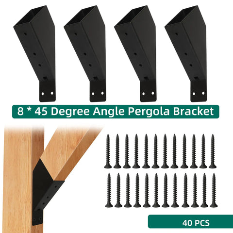 Eight Piece 45 Degree Pergola Bracket Set For 2x4 Lumber Heavy Duty Angle Supports With Drainage Holes Great For Gazebos Patios Yards Sheds And Outdoor Structures