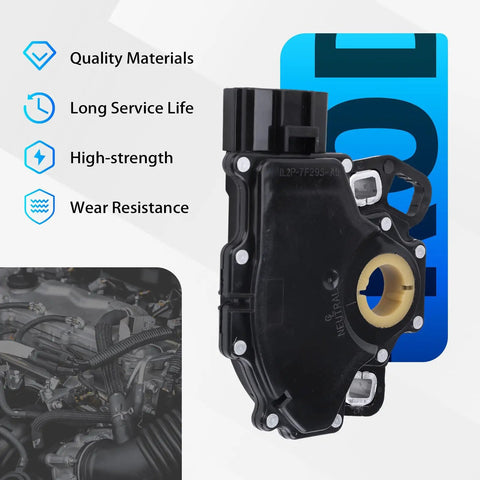 Premium Neutral Safety Switch For Ford F150 E250 Expedition Replaces OE 1L2Z7F293AA showing heat-resistant housing and design details.