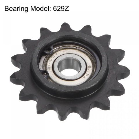 Top Shelf 3/8 Pitch 35 Chain Idler Sprocket With Single Bearing For ISO 06C Roller Chains 15 Tooth close-up view with 629Z bearing.
