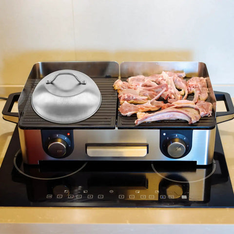 2 Pack Heavy Duty 9 Inch Cheese Melting Dome Stainless Steel Griddle Cover For Flat Top Griddle Grilling on meat on grill