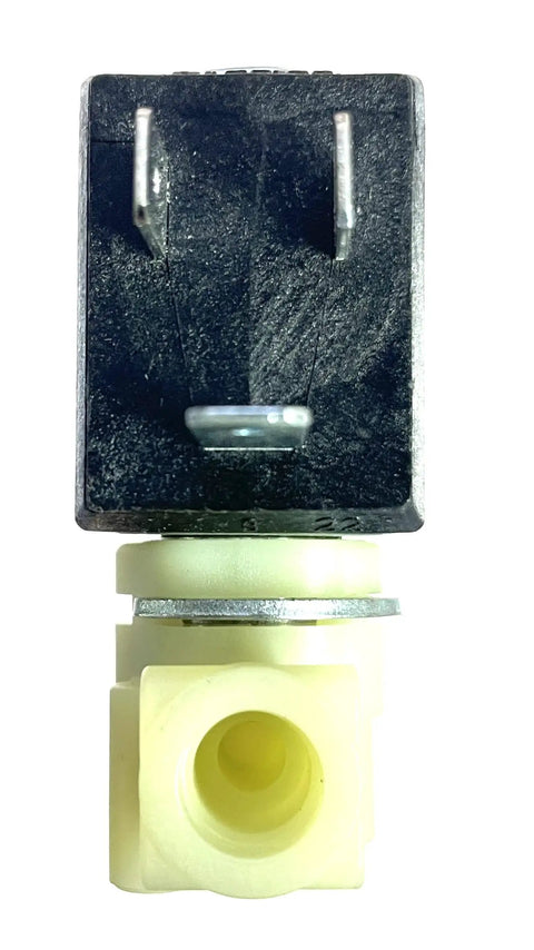 Two Way Solenoid Valve For Breville Espresso Machines 120V 60Hz Replacement, front view showing plug connectors and outlet
