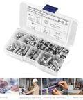 130 Piece Stainless Steel Hex Head And Round Head Screws Kit With Nuts For Industrial Fastening And Repairs in open case