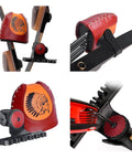 Detail of Four to Six Arrow Quiver for Recurve Bow with Brown Leather Arrow Holder and Quick Shoot System in close-up view.