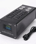 Absolute Next Level Ac88 Power Conditioner For Home Theater And Studio Gear Noise Eliminator Filters Video Static And EMI Interference Runs Like Butter Daily, black unit with multiple outlets and digital display.