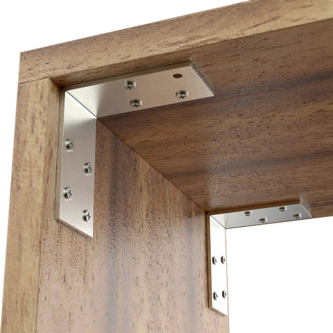 Heavy Duty 12 Gauge L Brackets 3x3 Inch Galvanized Corner Braces installed on wood for 90 degree angle support in DIY projects