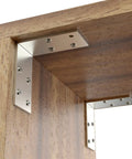 Hella Sturdy 15 Pack 3 X 3 Inch Galvanized Steel L Brackets Heavy Duty Corner Connectors in use on wooden furniture corner.