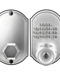 Heavy Duty Mechanical Deadbolt Lock With Weatherproof Keypad Chrome Finish Battery Free Entry Setup For Doors, showing keypad design.