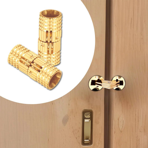 Hidden Brass Cabinet Hinges 8 Mm, 8 Pack With 32 Screws, Concealed 180 Degree Opening installed on wooden cabinet door
