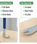 Cat's Paw Nail Puller Tool 8 Inch Built Tough Forged Steel With No Slip Cushion Grip Handy Pry Bar curved and flat claw ends