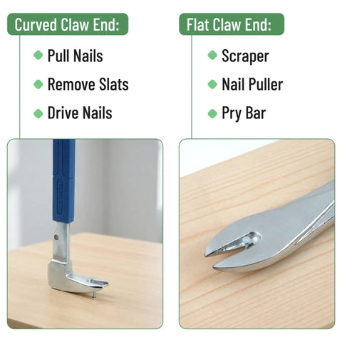 Cat's Paw Nail Puller Tool 8 Inch Built Tough Forged Steel With No Slip Cushion Grip Handy Pry Bar curved and flat claw ends