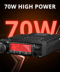 Long-Range 70W VHF Mobile Ham Radio For 144-148MHz With Air Band Bluetooth Noise Reduction Wireless PTT 510 Channels Smart Cooling Fan Three Power Levels 70W 25W 10W FCC ID T4 displaying 70W power