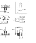 Technical diagram of Four Position Three Speed Rotary Switch With Knob For Fans And Portable Heaters showing dimensions and parts