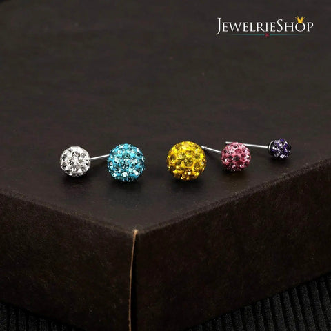 Rhinestone Crystal Ball Stud Earrings Set 12 Pairs 6mm Assorted Sizes Hypoallergenic Disco Ball Pave Bling For Women Great For Multiple Piercings And Everyday Sparkle, colorful 6mm studs