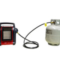 Buddy Series 10 Foot Propane Hose Assembly For Portable Heaters With POL Connection in outdoor setup