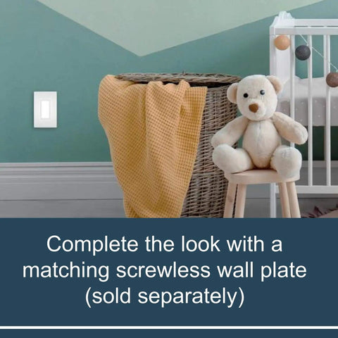 Full Adjustable LED Night Light Outlet In Wall Nightlight With Louver installed in a nursery next to a basket and teddy bear.