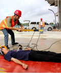 Man using High Voltage Insulated Rescue Hook For Electrocution Safety Two Meter Long Heavy Duty Pole With 220lb Load Capacity on site