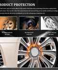 Close-up of Heavy Duty Abs Wheel Center Hub Covers 4 Pack Snap On Rim Caps on a vehicle wheel with orange accents.