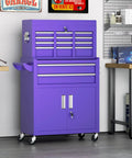 8 Drawer Rolling Tool Chest With Wheels Locking Detachable Cabinet Heavy Duty Steel Tool Cart With Liner And Hooks For Garage Workshop Warehouse Purple in workshop