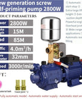 Heavy Duty 220V Fully Automatic Submersible Sump Pump With Cast Iron Housing Self Priming Design High Head Water Booster For Wells And Yard Drainage No Sweat Plug And Play Setup, 2800W screw pump.