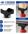 2-In-1 Bottle Jack Adapter Kit With A Beefy 12-Ton Steel Saddle For 4x4 Beams And Axle Tubes, Includes Three Shim Spacers For Precise Contact