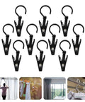 Rotatable Plastic Curtain Clips With Swivel Hooks, 10 pack for drapery, shower curtains, track rings, home, office use
