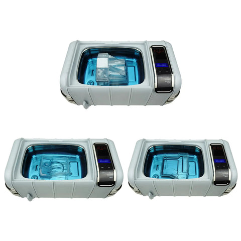 Keep It Fresh On The Daily With This Medium CPAP Ultrasonic Cleaner Equipped With A Stainless Steel Basin And Protective Basket To Deep Clean Masks Hoses And Sleep Apnea Gear, featuring a clear tank and digital timer.