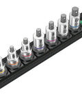 8 Piece In Hex Plus Bit Socket Set On Durable Textile Belt With Holding Function For Screws And Bolts 3 Eighths Inch Drive