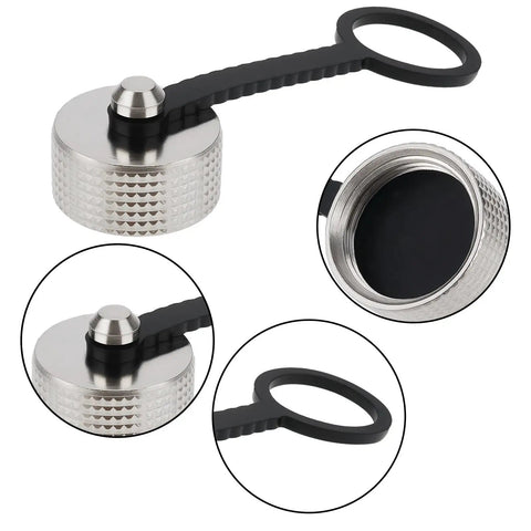 GX16 Aviation Connector Dust Cover Set Five Pack Metal Plug Caps With Rubber Chain For Electronic Equipment And Industrial Equipment Protection And Durability Rugged Heavy Duty Metal Construction With Anti Corrosion Finish Shop And Field Ready, silver cap with rubber chain