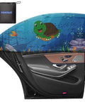 Two Pack Ocean Blue Window Sun Shades For Cars Breathable Spandex UV Protection Baby Window Covers Side Window Privacy Shields Universal Fit For Most Cars Helps Keep Heat Out And Bugs Away 27.2 By 39.8 Inches with turtle design on car window