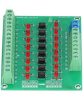 Eight Channel Optical Isolation Module 24V To 5V Optocoupler PLC Signal Converter Board with red LED indicators