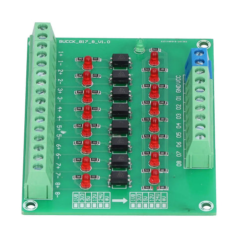 Eight Channel Optocoupler Isolation Module for PLCs 24V Input to 3V3 and 5V Logic Level Shifter Optical Isolation Board