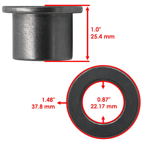 Four Pack Heavy Duty Flanged Bushing Fits Caster Yoke Steering Shaft For Scag Mag 61 72 STH 13 18 20 Sulky Tri Wheel Mower Rig No Sweat Swap Ready Installation with measurements.