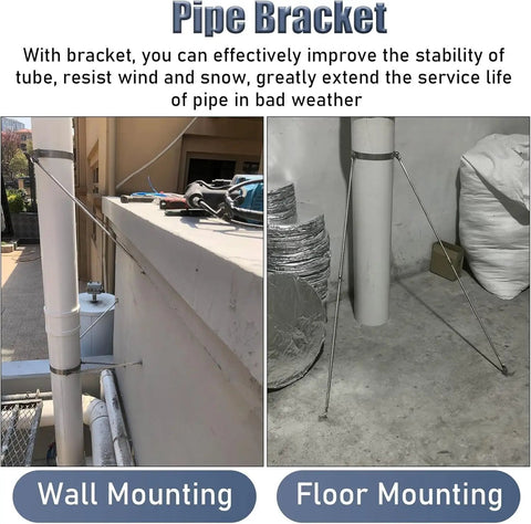 Heavy Duty Stainless Steel Chimney Support Bracket Kit Weather Resistant Roof Brace For Pellet Stove And Water Heater Vent 4.75 Inch Diameter No Sweat Mount Built Tough, wall and floor mounting examples.