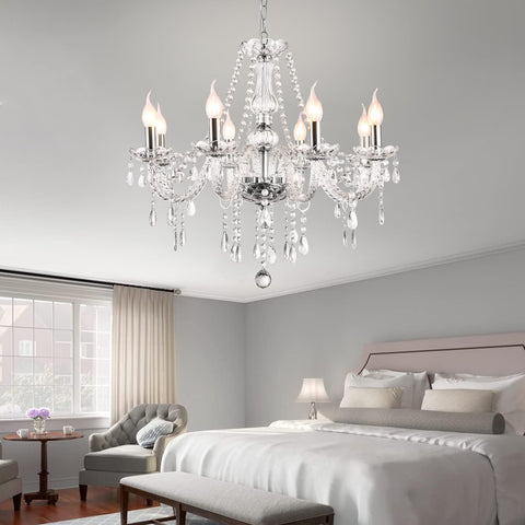 Show Stopping Modern Elegant 10 Lights K9 Crystal Glass Chandelier Pendant Ceiling Lighting For Dining Room Living Room And Bedroom