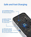 Heavy Duty Desk Power Hub Delivering 100W Fast Usb C Charging With Three Wide Ac Outlets And A Slim Five Foot Flat Cable Perfect For Clutter Free Dorm Rigs And Remote Office Setups Finished In Matte Grey, showcasing internal components.